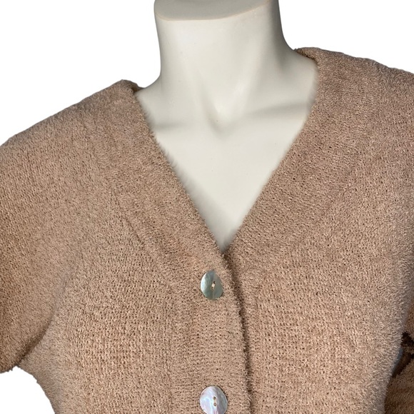 NWT! Wild Fable Super Soft Crop Top Button Down Sweater Cardigan, Taupe - Picture 5 of 8